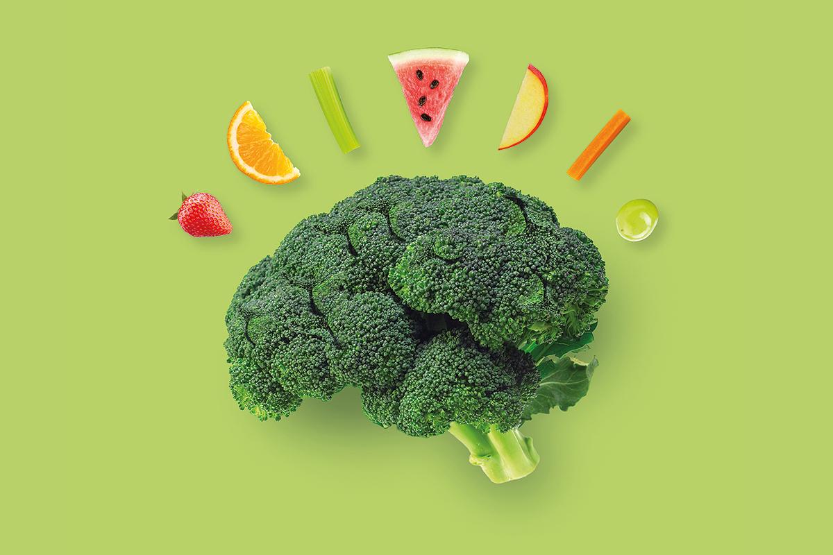Brocolli shaped like brain isolated
